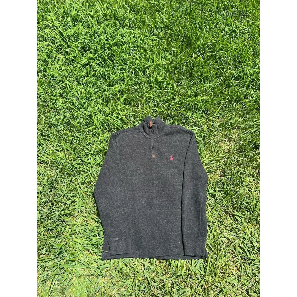 Polo Ralph Lauren Sweater Mens Small Gray Quarter Zip Pullover Pony Logo